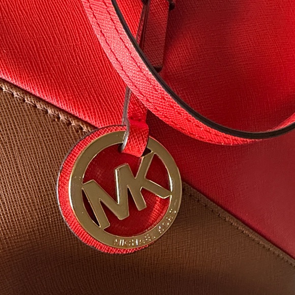 Michael Kors Vibrant Red and Rich Brown Tote - Picture 6 of 6